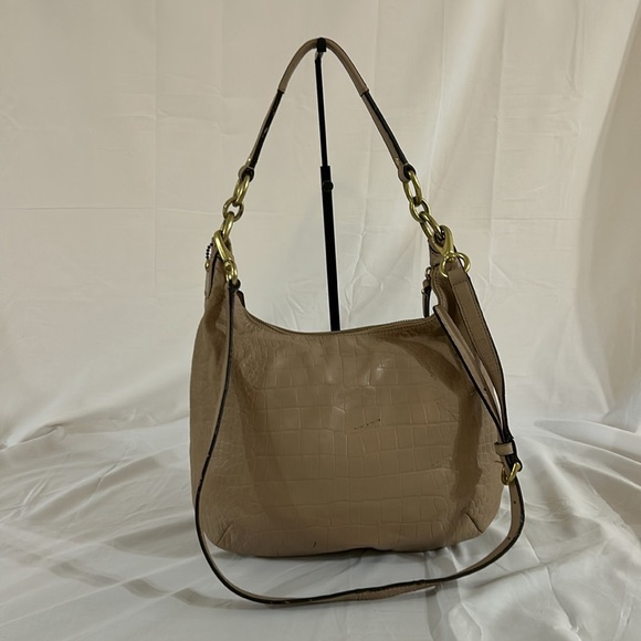 Coach F22925 Hobo Kristin Sand-light Tan-gold Exotic Embossed Leather Bag - Picture 2 of 14